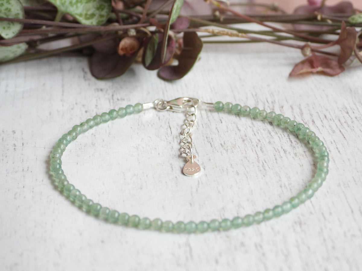 Dainty Aventurine Gemstone Bracelet | Sterling Silver | Handmade