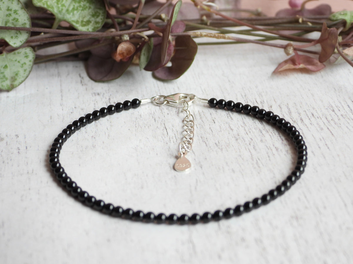 Dainty Onyx Gemstone Bracelet | Sterling Silver | Handmade