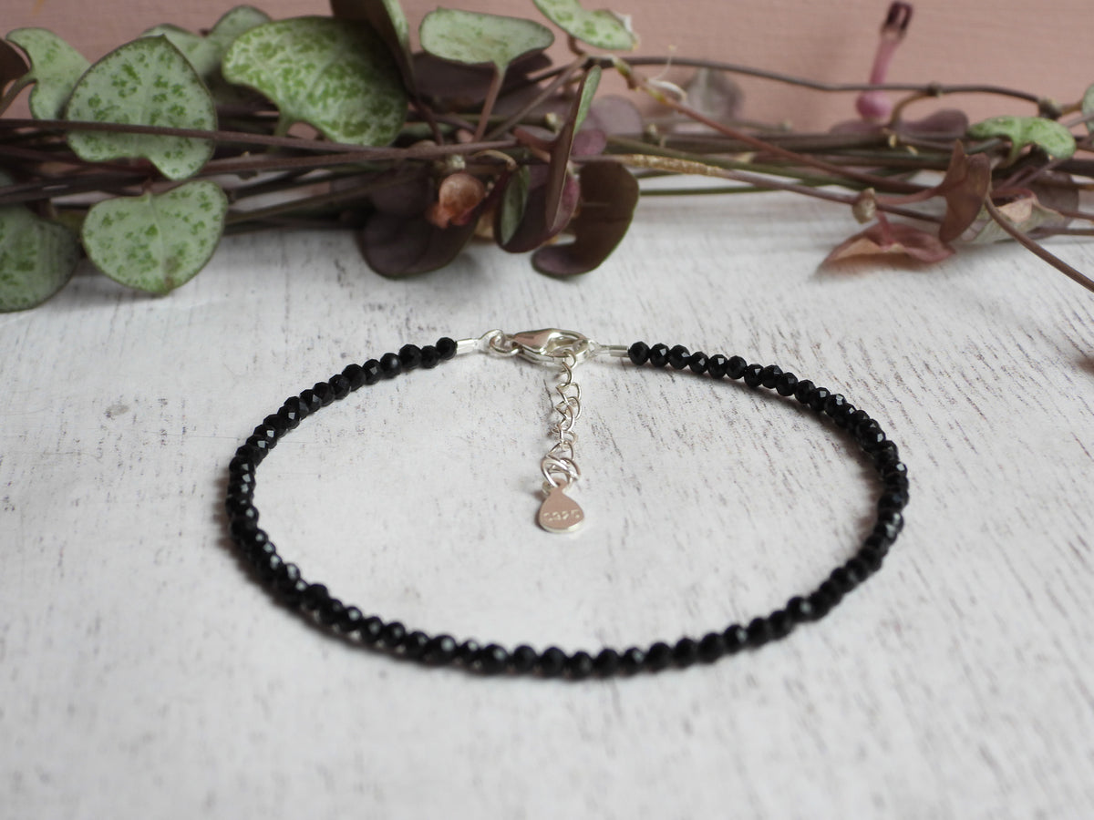 Dainty Onyx Gemstone Bracelet | Sterling Silver | Handmade