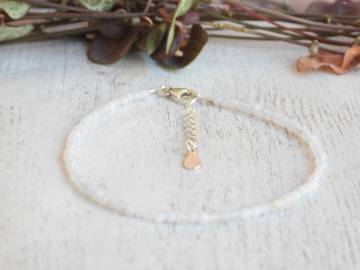 Dainty Blue Lace Agate Gemstone Bracelet | Sterling Silver | Handmade