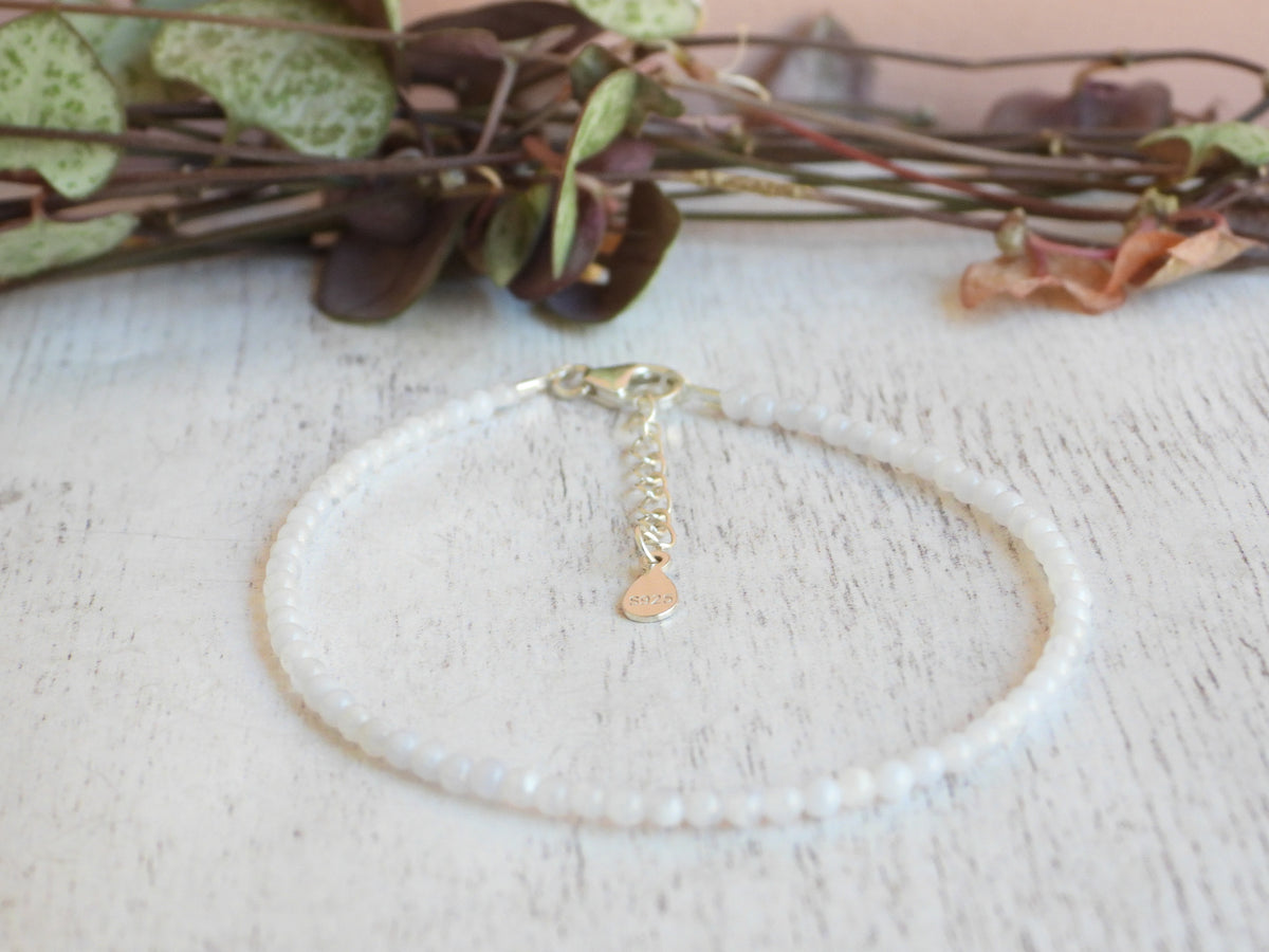 Dainty Blue Lace Agate Gemstone Bracelet | Sterling Silver | Handmade