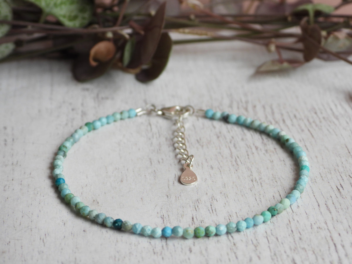 Dainty Blue Opal Gemstone Bracelet | Sterling Silver | Handmade