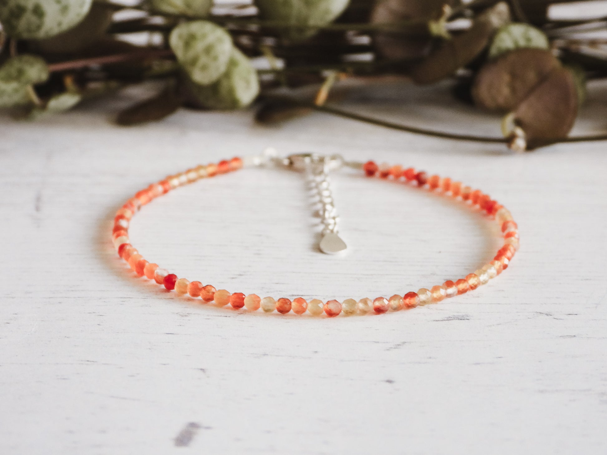 adjustable crystal healing bracelet with natural carnelian beads