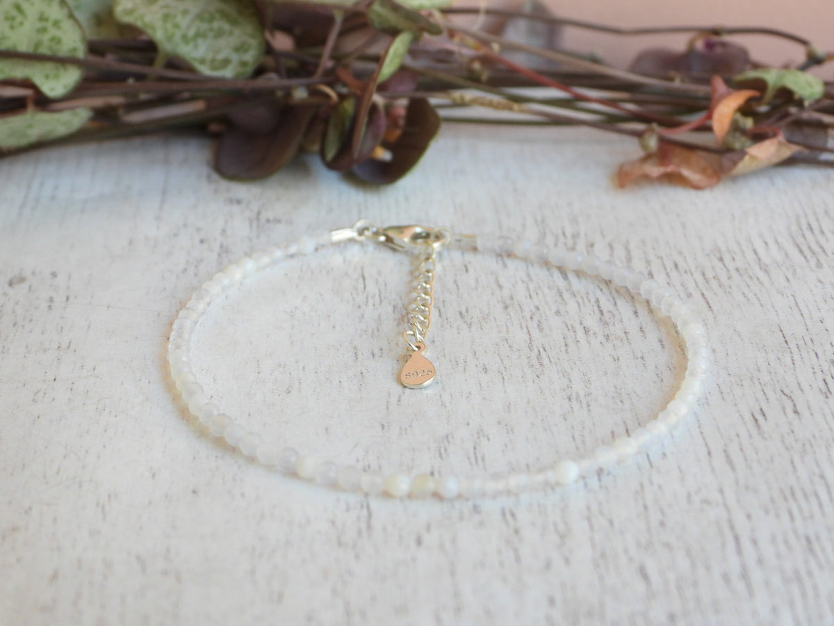 Dainty Chalcedony Gemstone Bracelet | Sterling Silver | Handmade