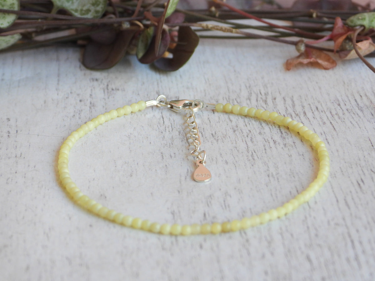 Dainty Chalcedony Gemstone Bracelet | Sterling Silver | Handmade