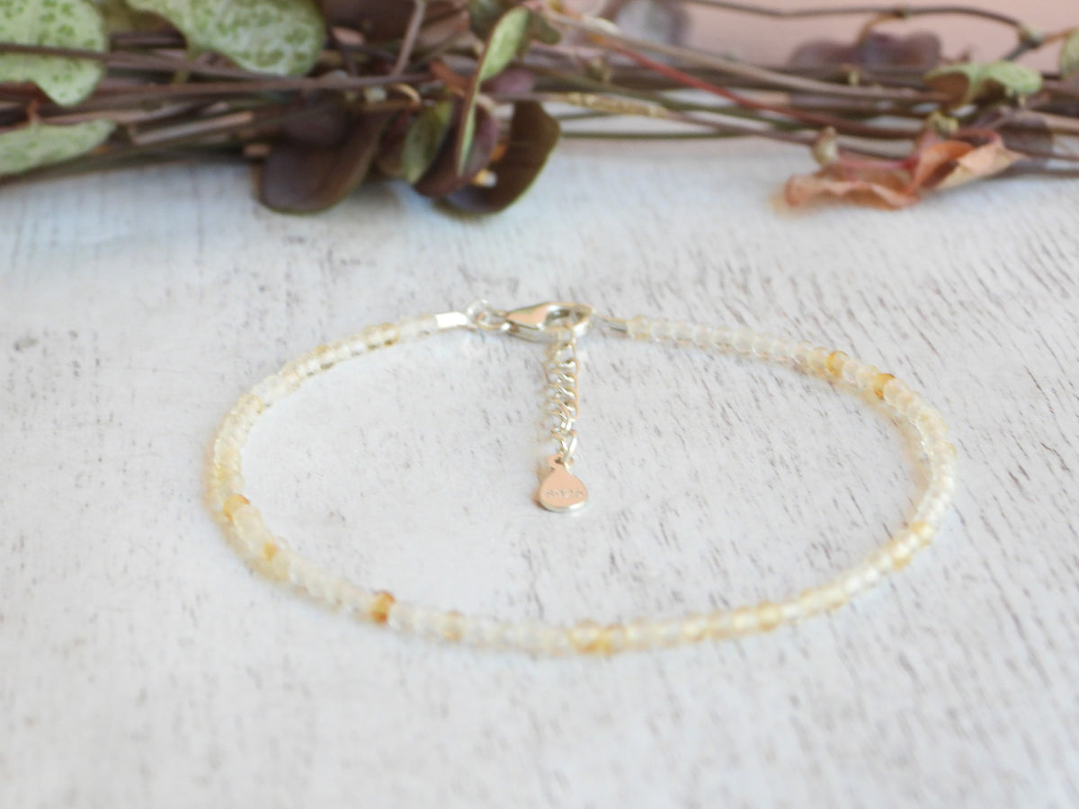 Dainty Citrine Gemstone Bracelet | Sterling Silver | Handmade