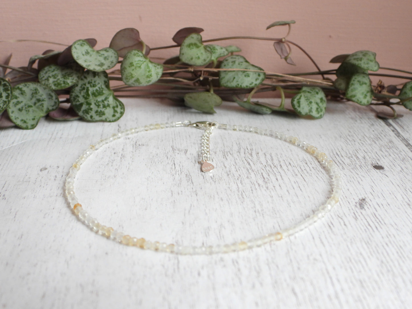 Dainty Citrine "Happiness" Gemstone Anklet | November Birthstone | Faceted Beads