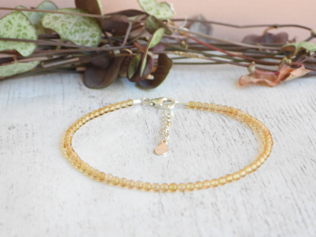 Dainty Citrine Gemstone Bracelet | Sterling Silver | Handmade