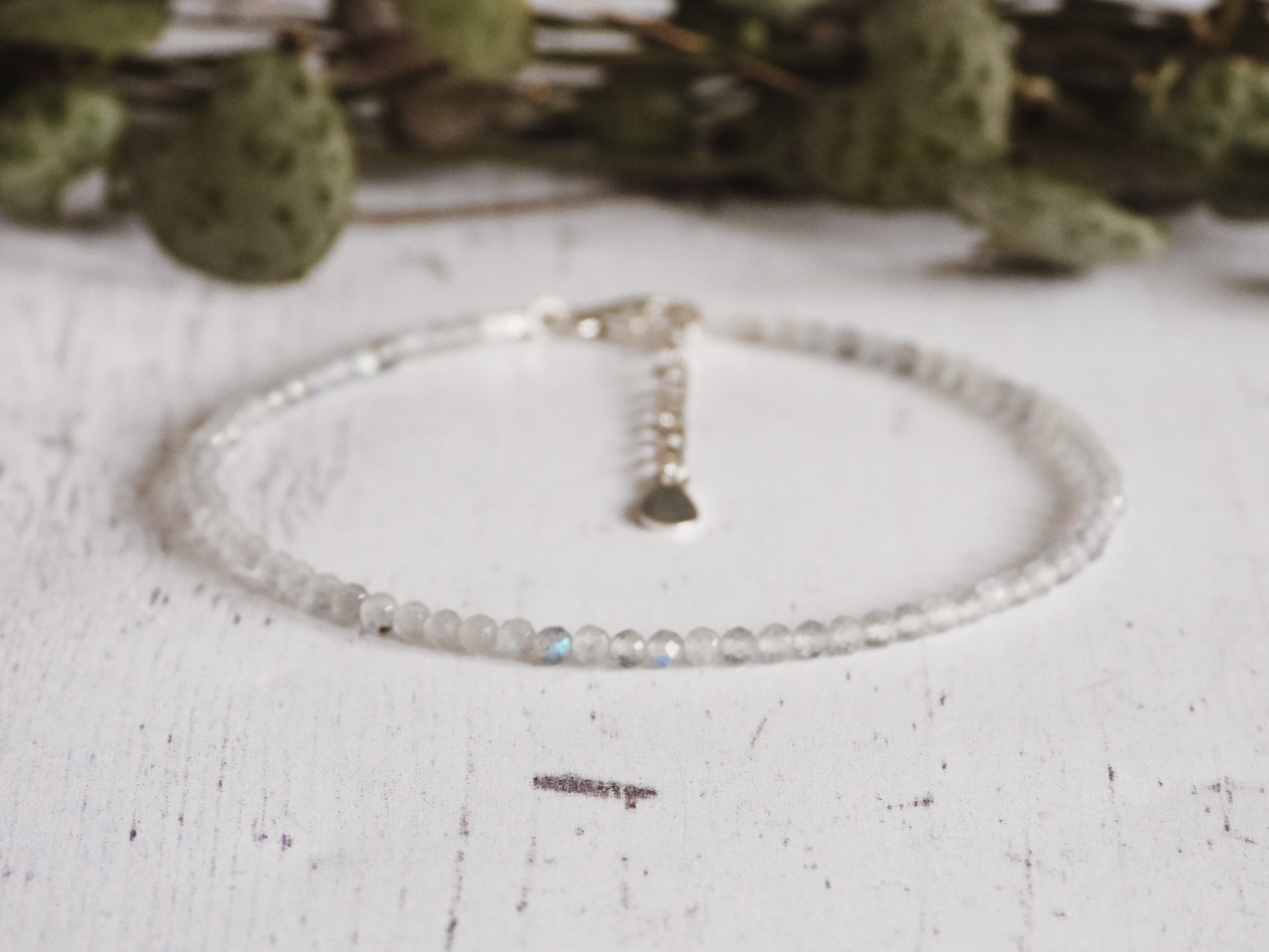 adjustable sterling silver labradorite stacking bracelet