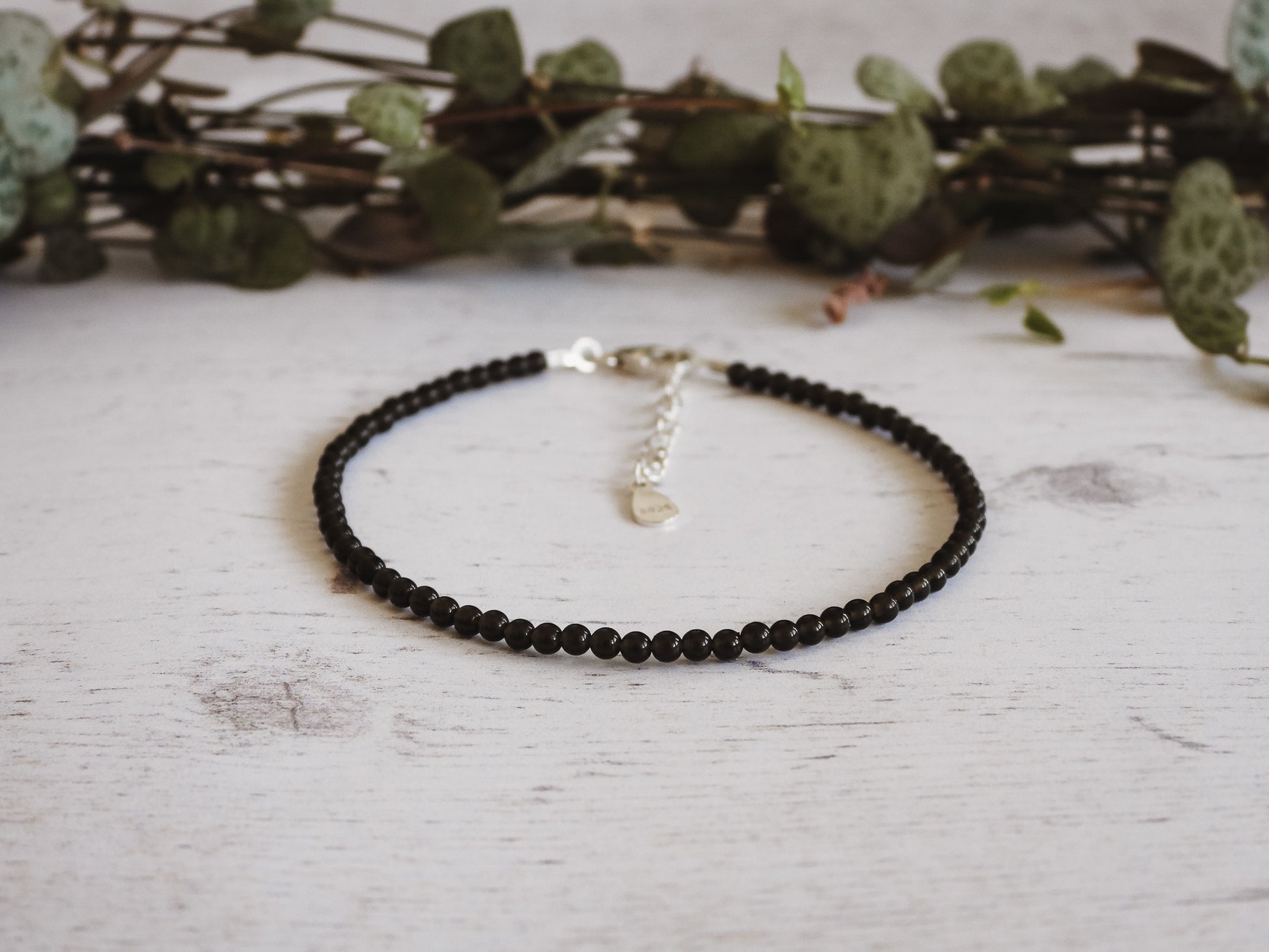 bohemian style obsidian gemstone beaded bracelet