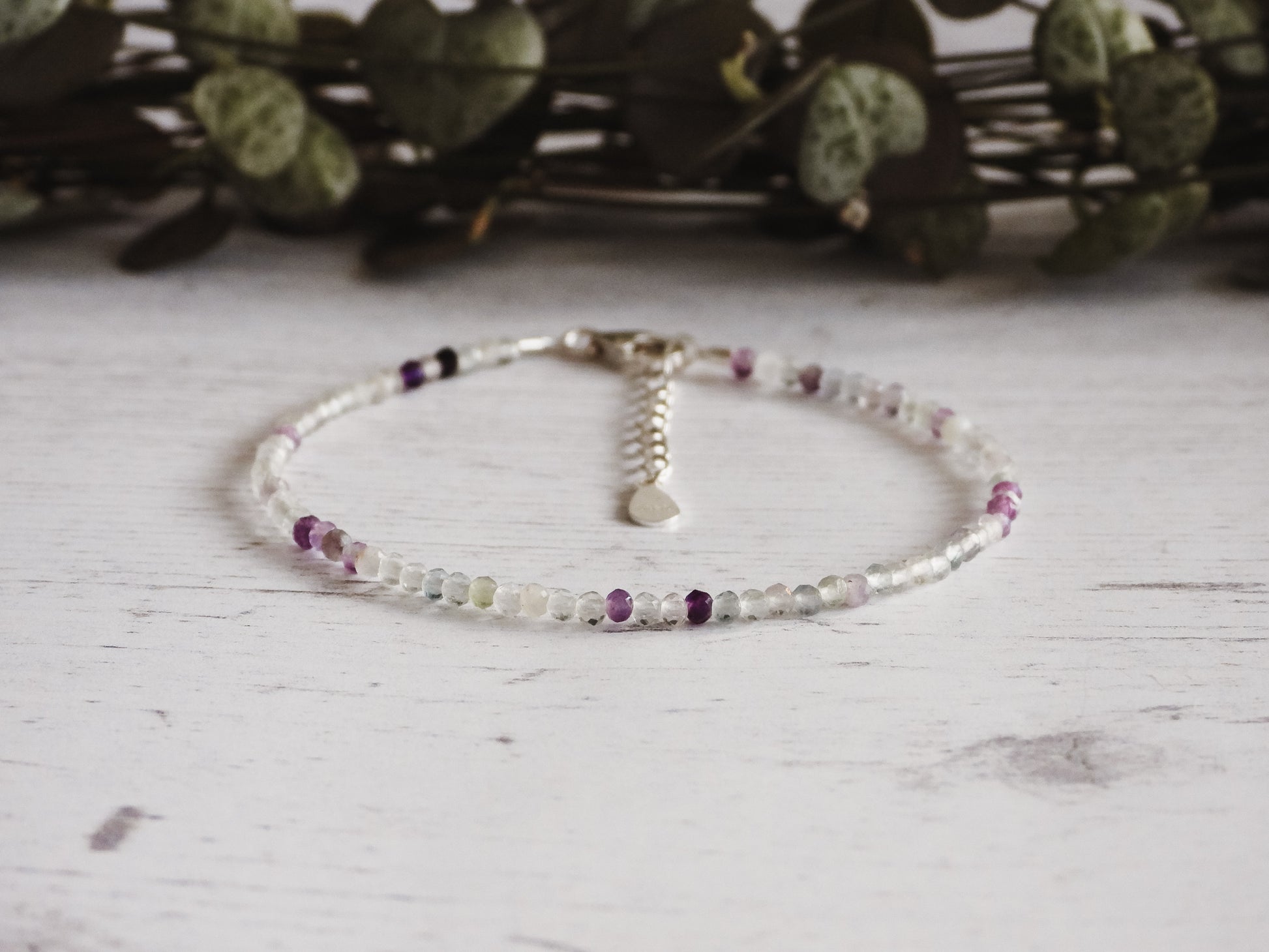 adjustable fluorite crystal gemstone beaded bracelet