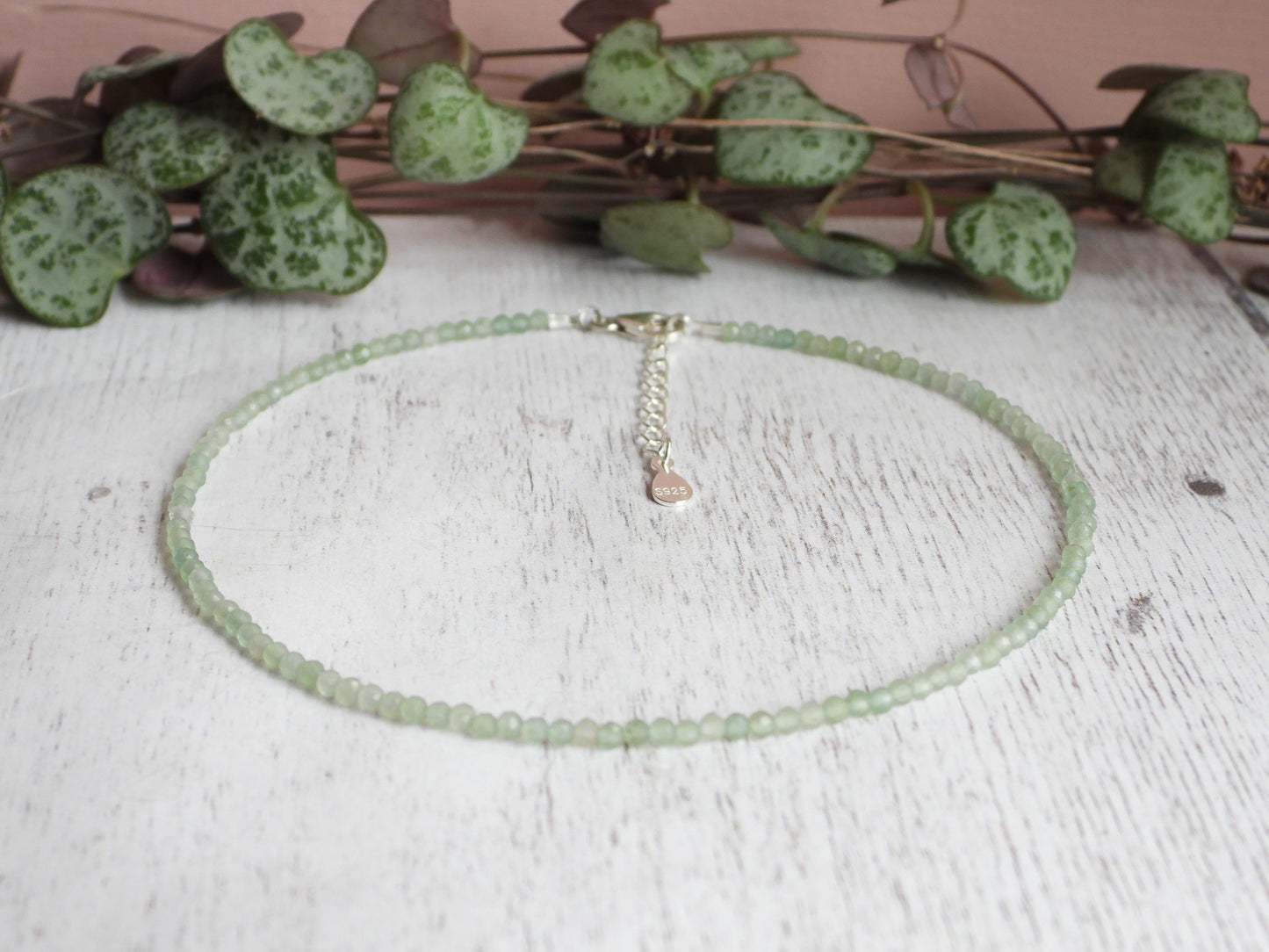 Dainty Aventurine "Prosperity" Gemstone Anklet | Faceted Beads