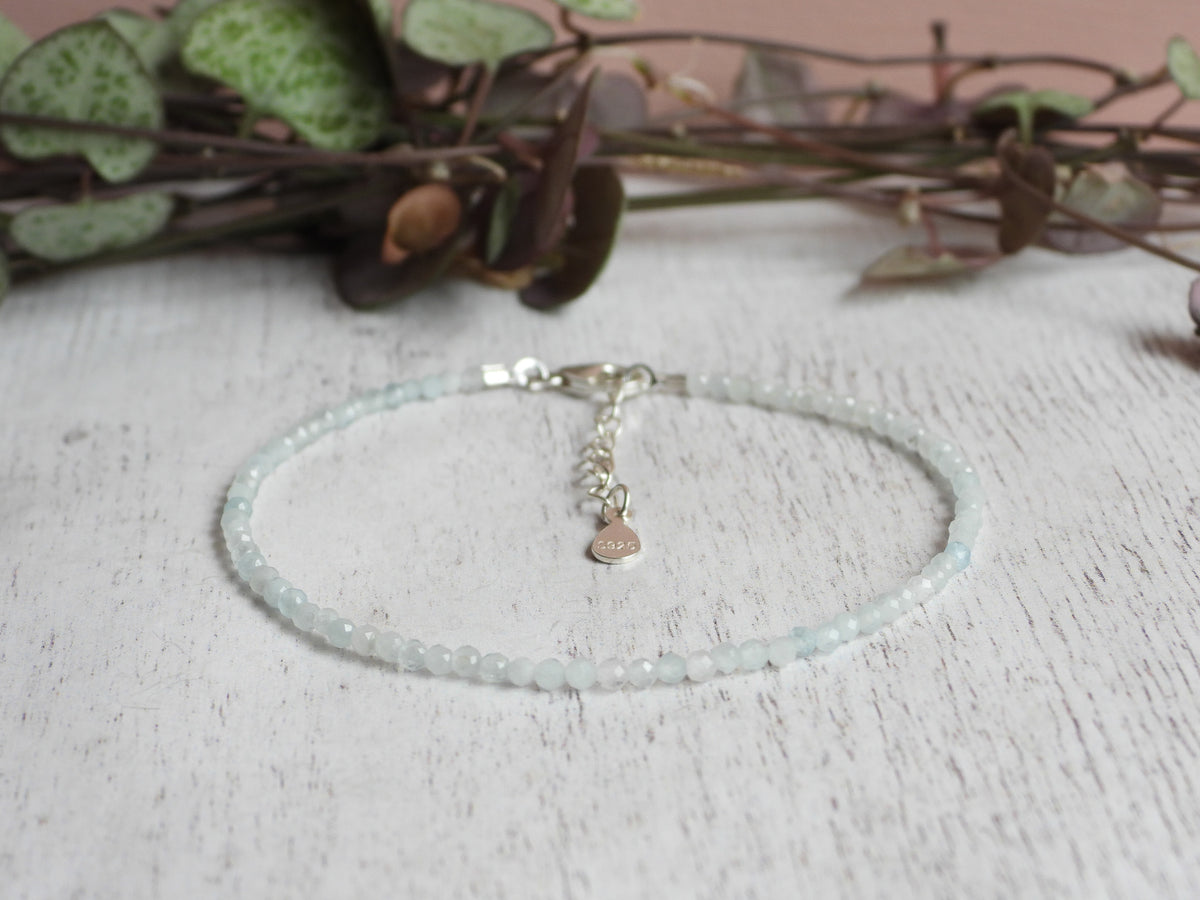 Dainty Beryl Gemstone Bracelet | Sterling Silver | Handmade