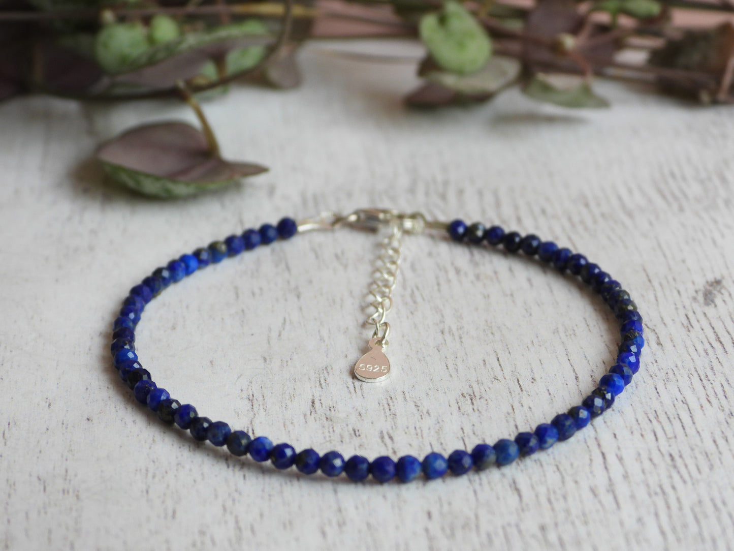 adjustable lapis lazuli September birthstone bracelet handmade