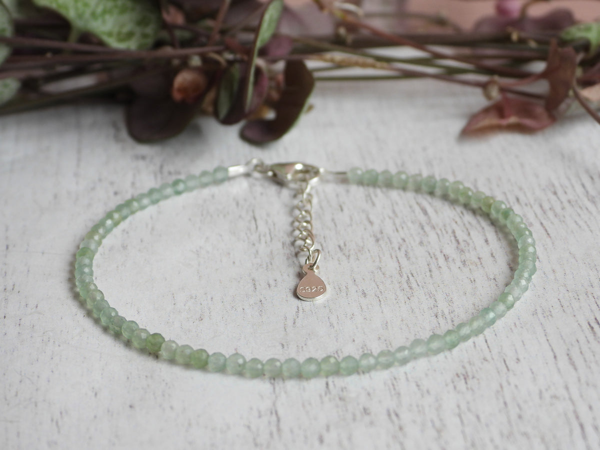 Dainty Gemstone Aventurine Bracelet | Sterling Silver | Handmade