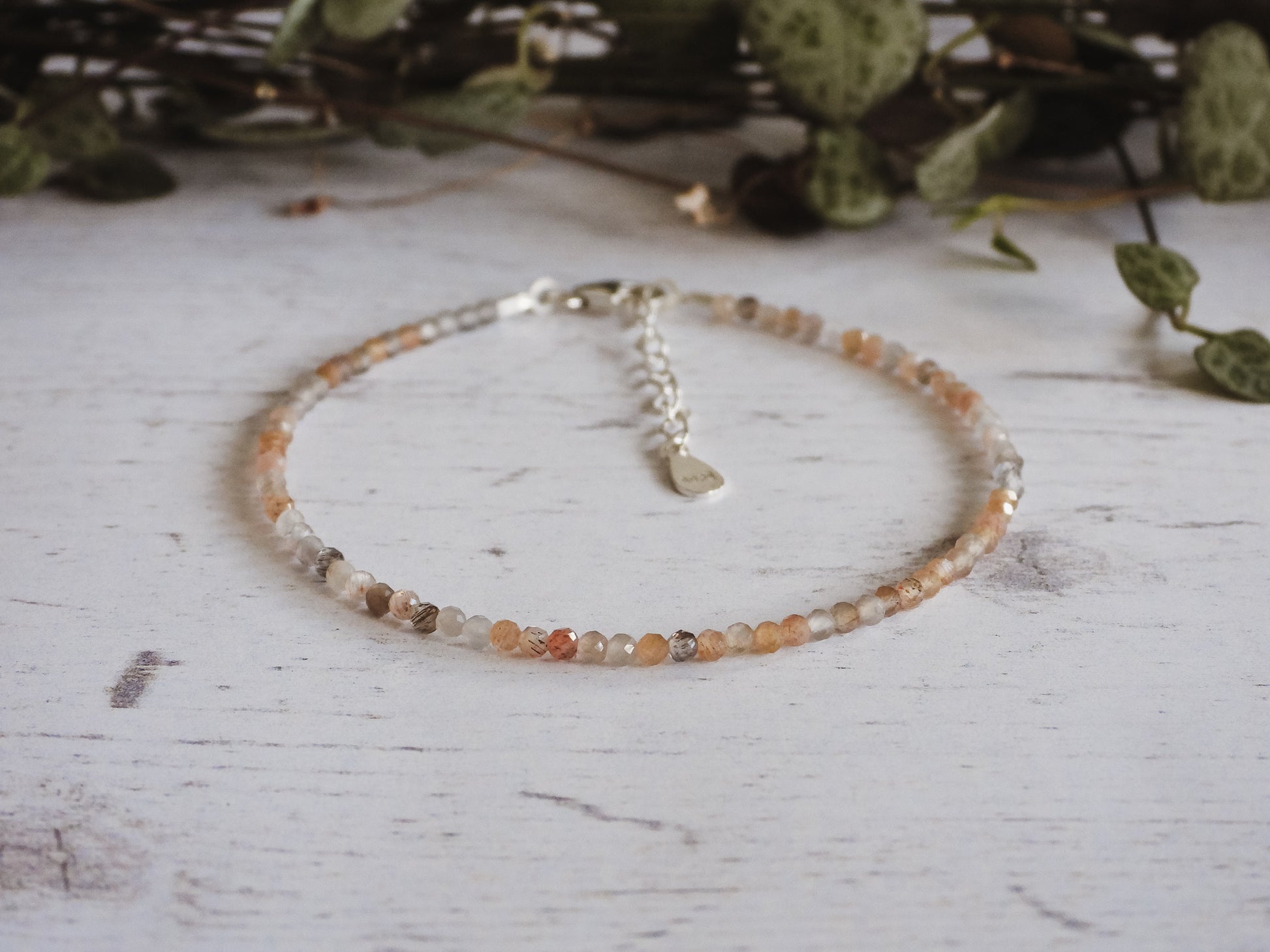 adjustable moonstone june birthstone beaded bracelet