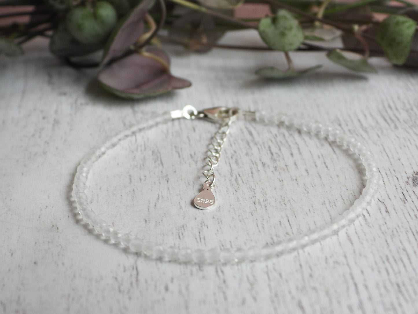 adjustable quartz birthstone bracelet with 925 silver chain