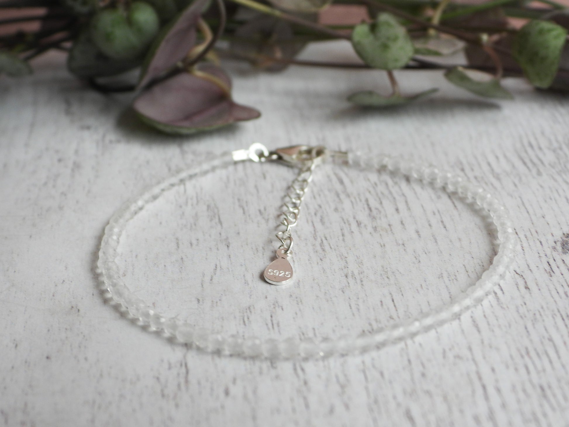 adjustable quartz birthstone bracelet with 925 silver chain