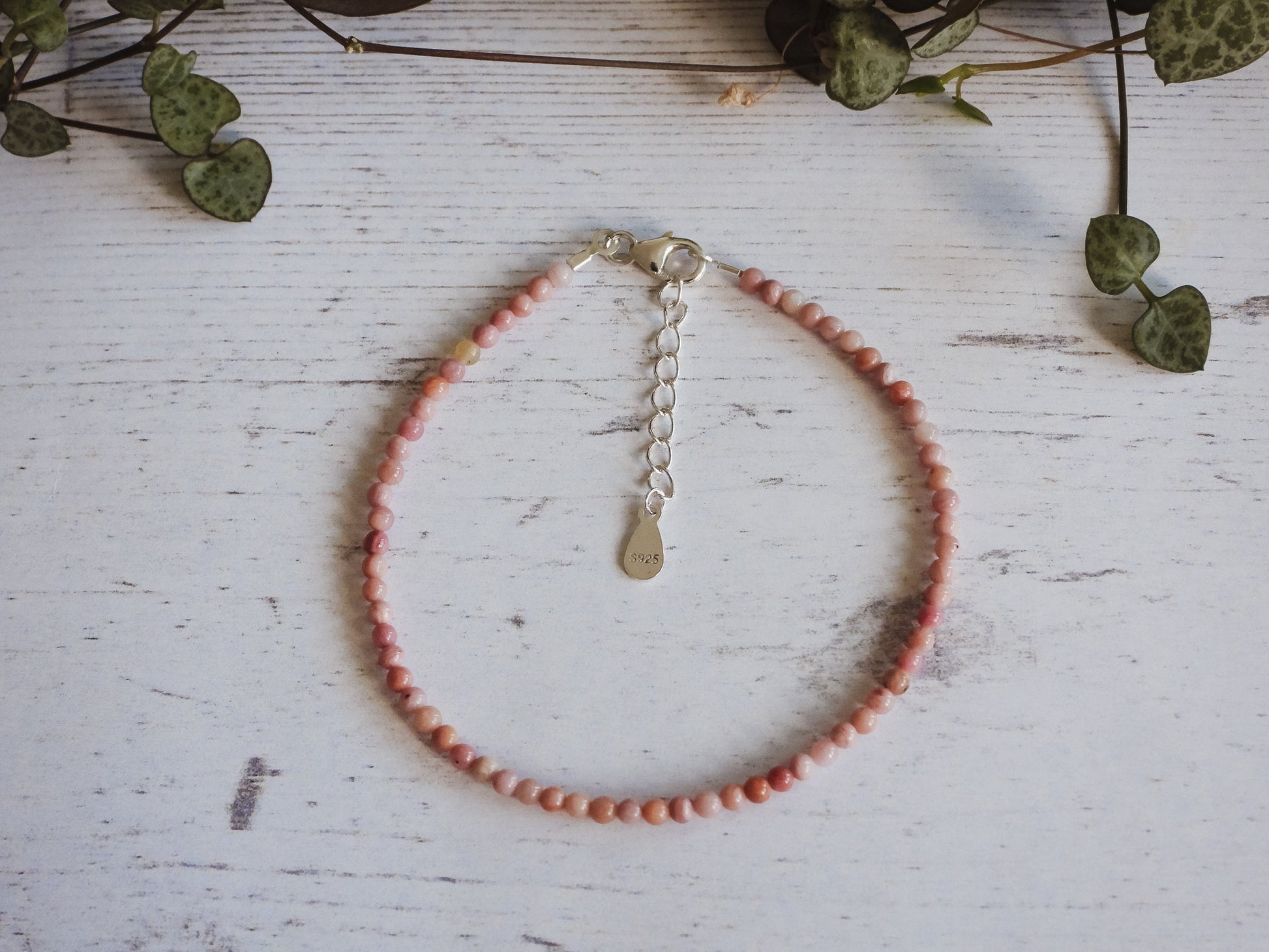 custom handmade rhodochrosite crystal healing bracelet by ula jewellery