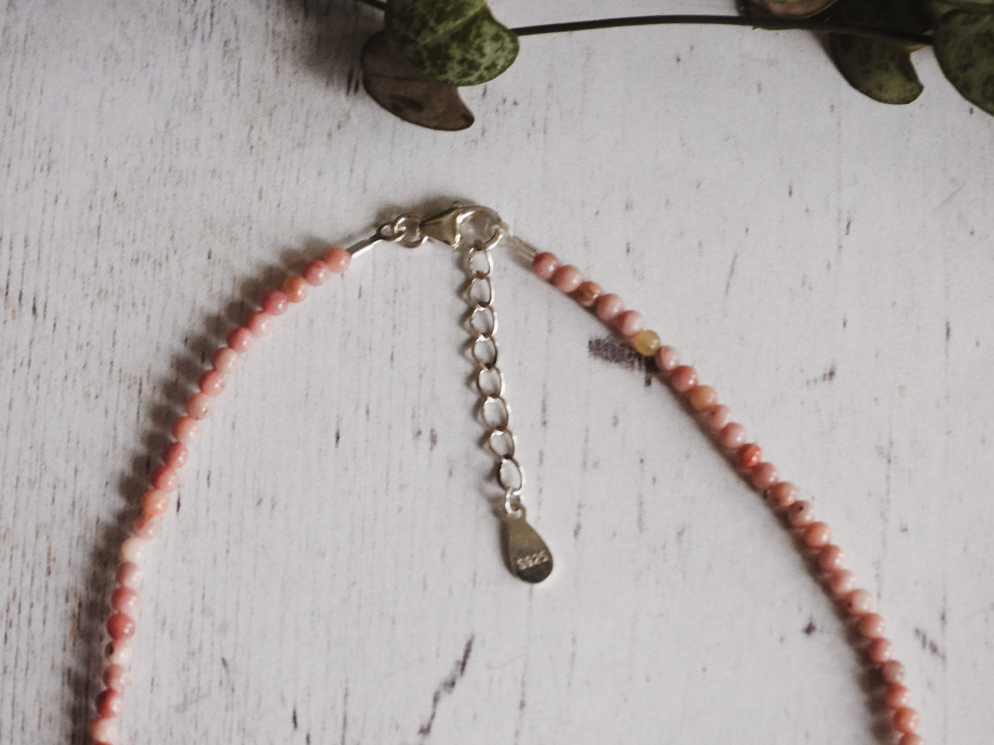 Dainty Rhodochrosite "Compassion" Gemstone Necklace | Round Beads