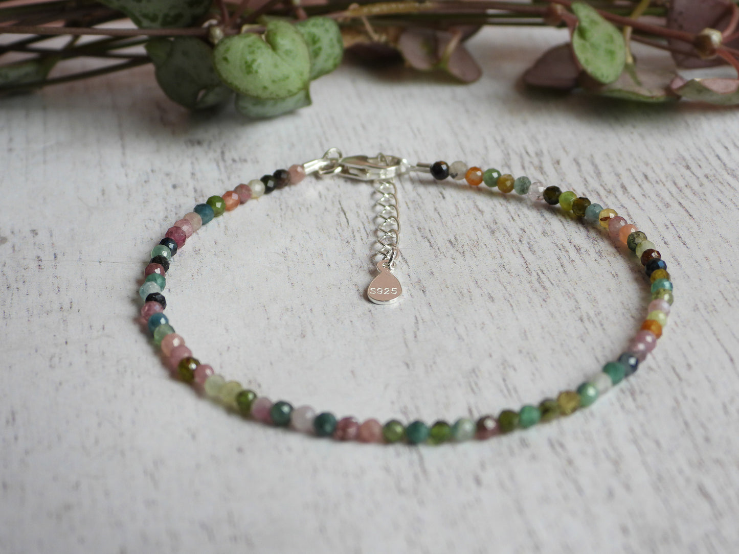 Dainty Rainbow Tourmaline "Forgiveness" Bracelet | October Birthstone | Faceted Beads