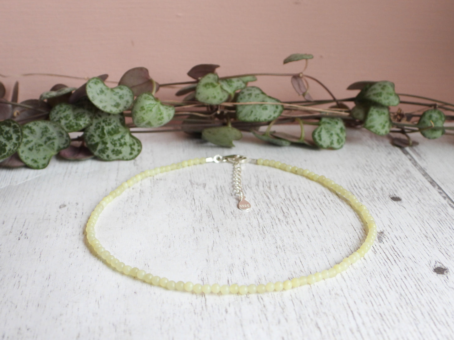Dainty Chalcedony "Speaker's Stone" Gemstone Anklet | Round Beads