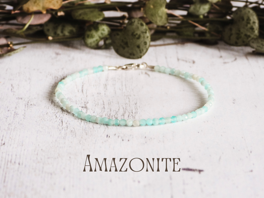 dainty amazonite gemstone beaded 2mm bracelet