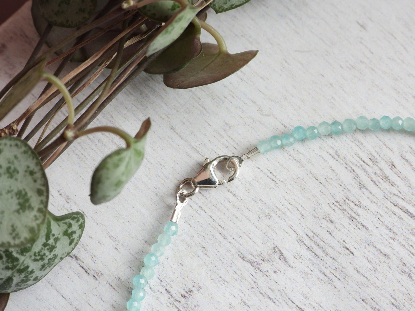 Dainty Amazonite "Hope" Gemstone Beaded Anklet | Faceted Beads