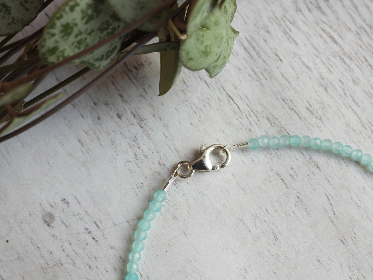 dainty amazonite gemstone bracelet with solid silver 925 clasp