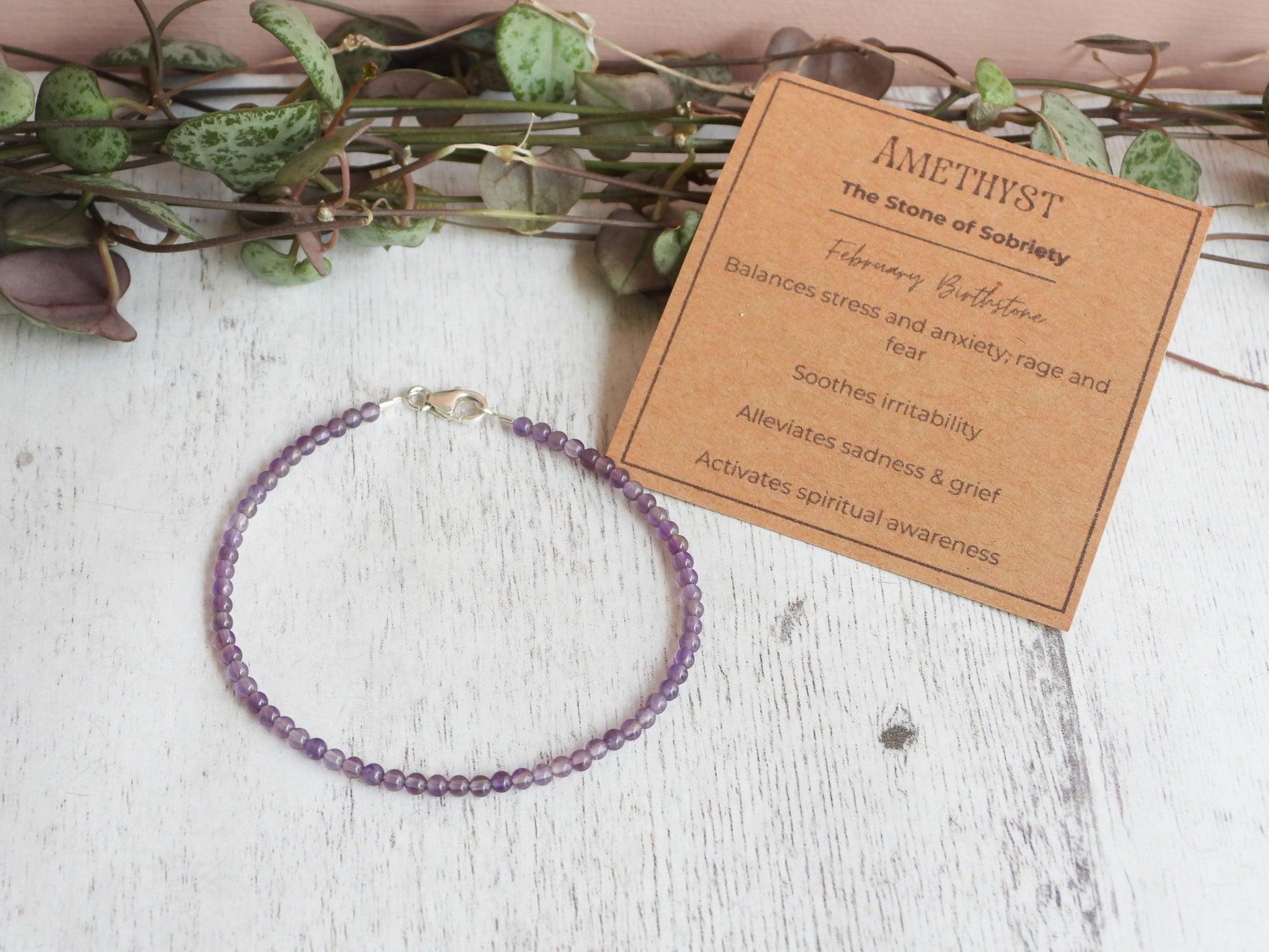 amethyst crystal healing birthstone bracelet with healing properties