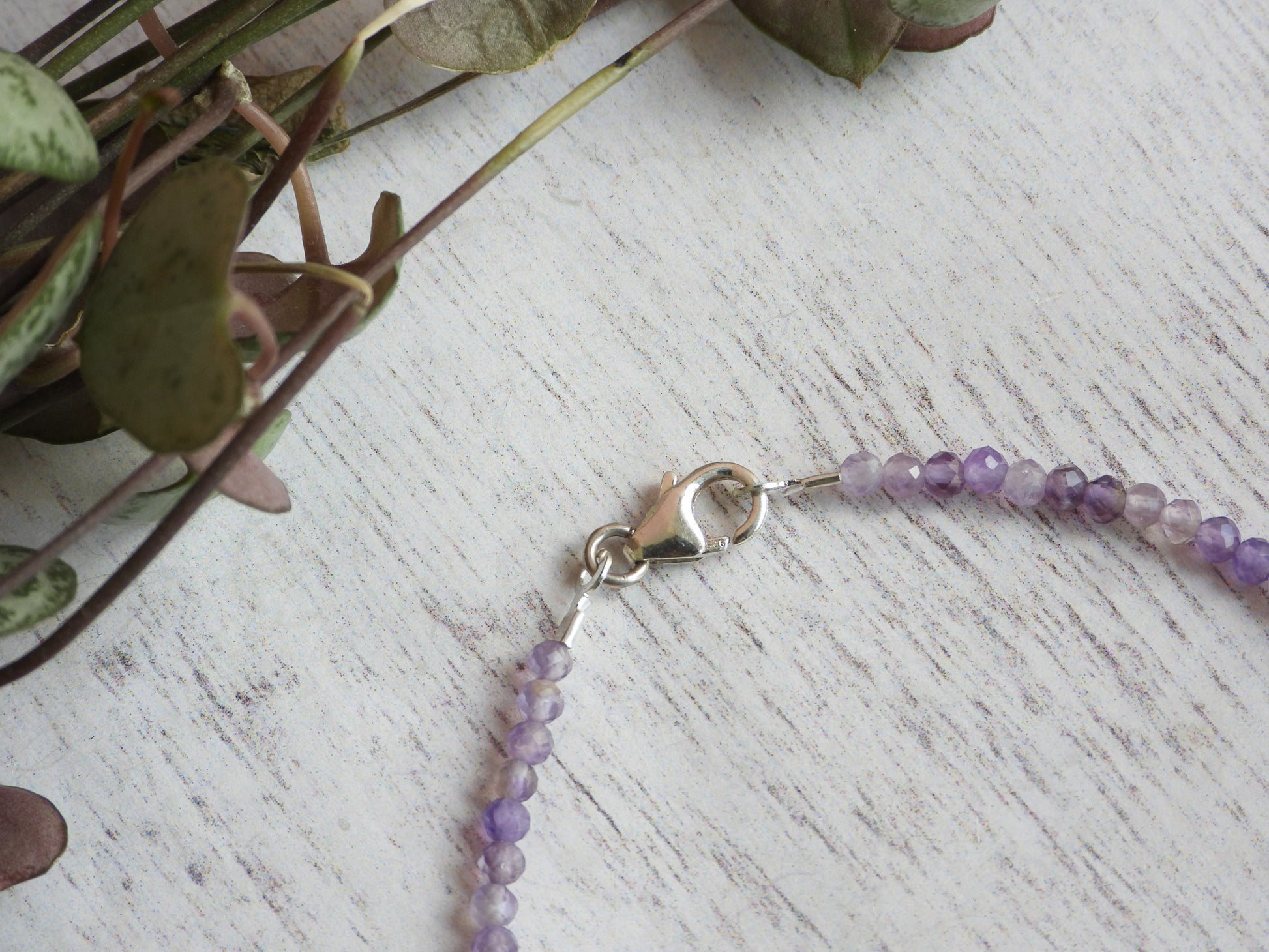 dainty strong amethyst gemstone bracelet with sterling silver clasp