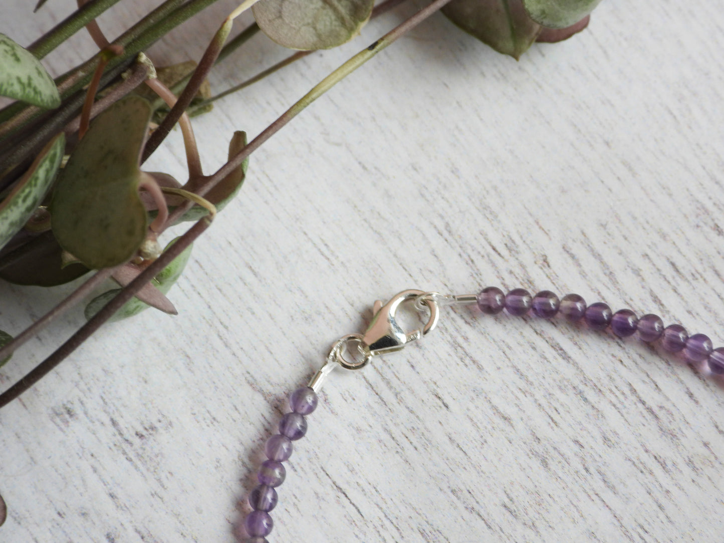 Dainty Amethyst and Pearl Gemstone Bracelet | February Birthstone | Round Beads