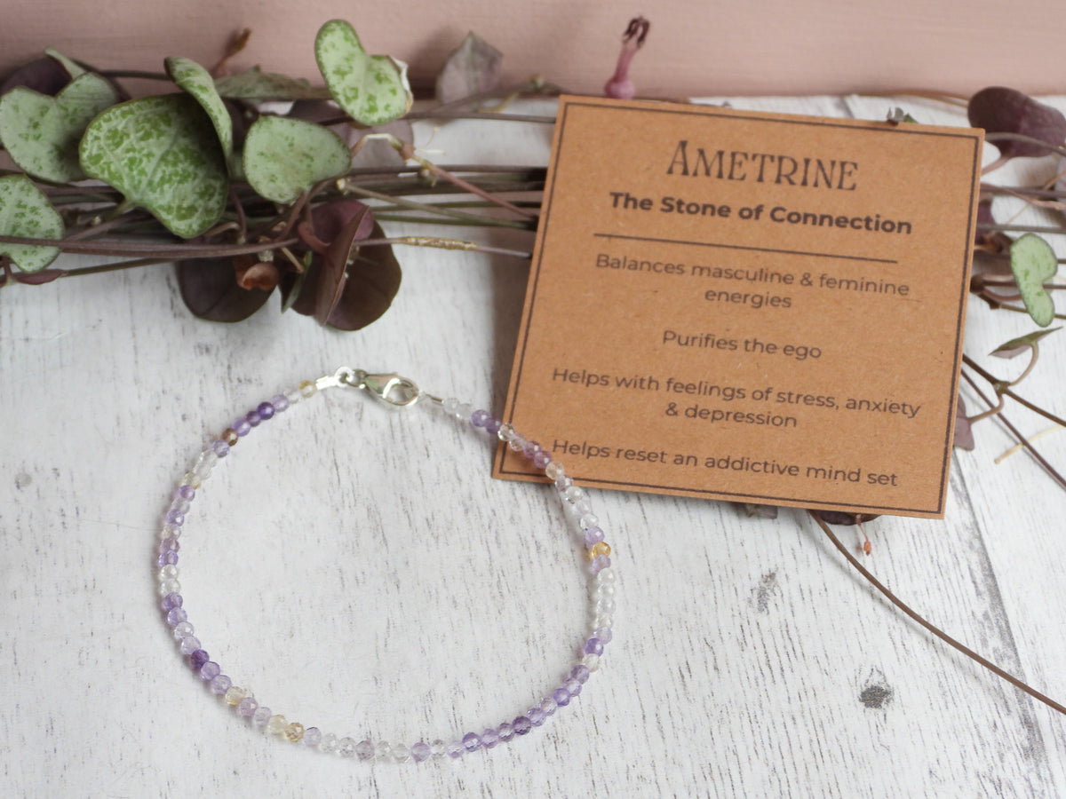 Dainty Ametrine Gemstone Bracelet | Sterling Silver | Handmade