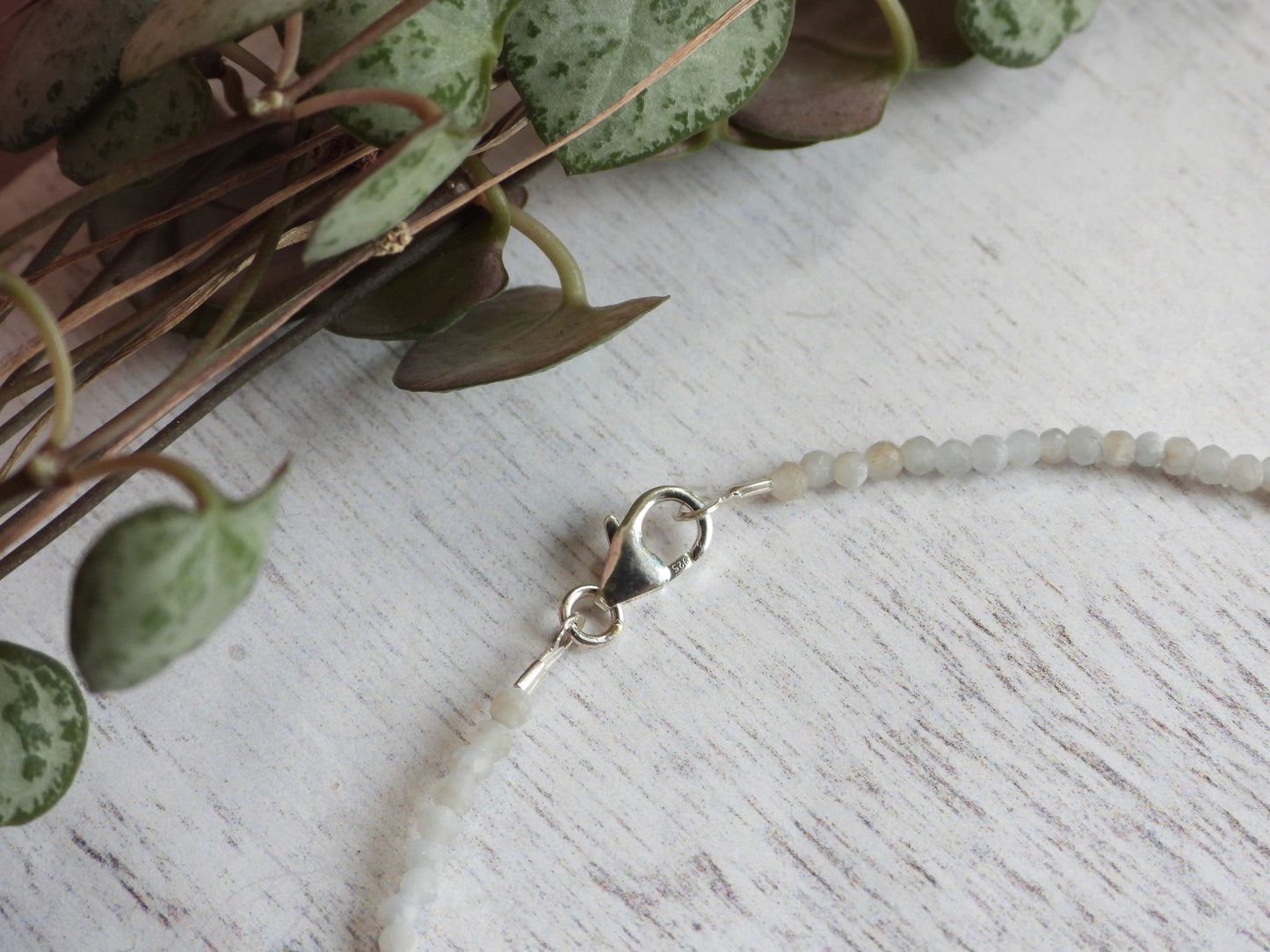 Dainty Angelite "Self Awareness" Gemstone Anklet | Faceted Beads