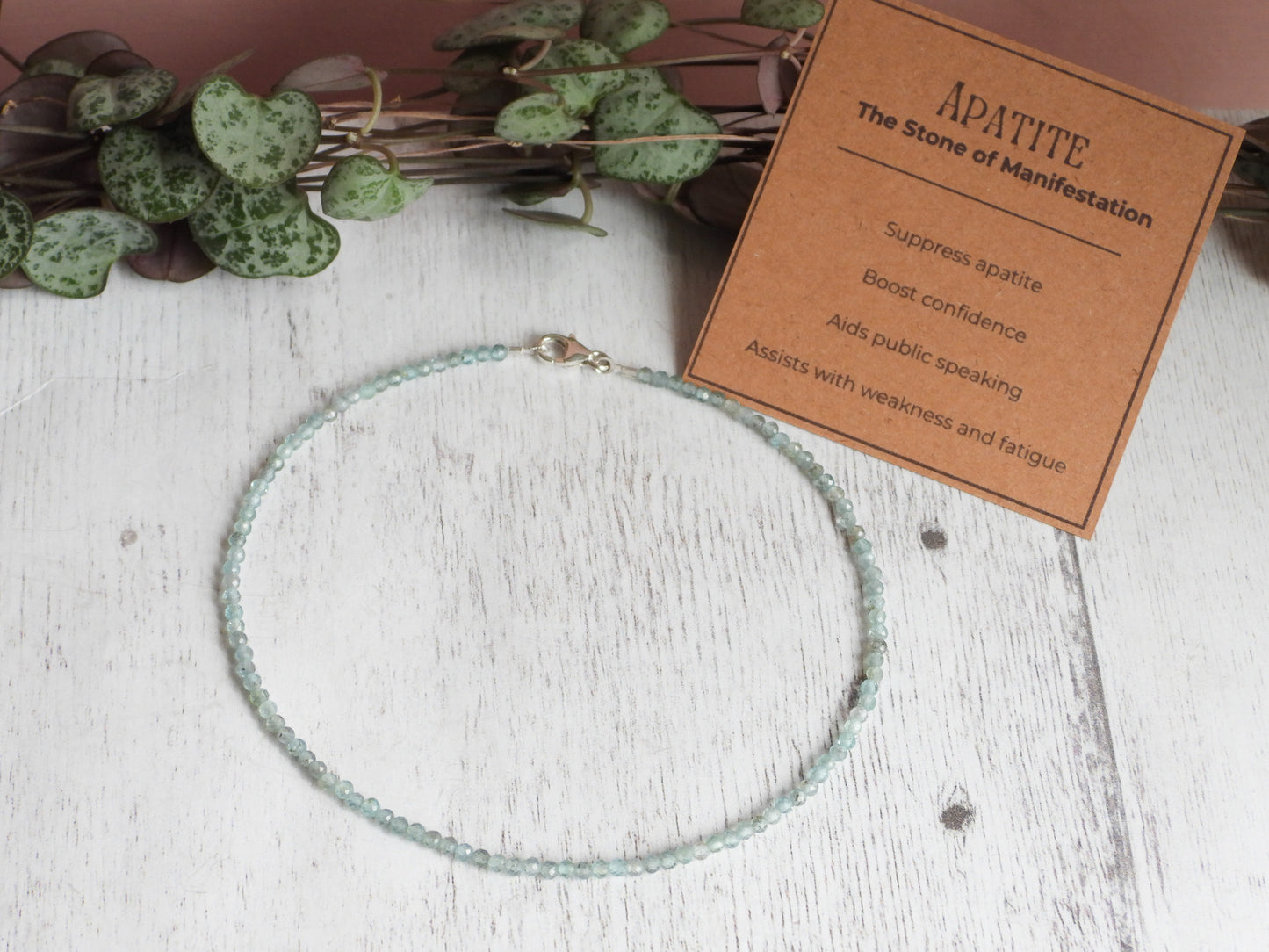 Dainty Apatite "Manifestation" Gemstone Anklet | Faceted Beads