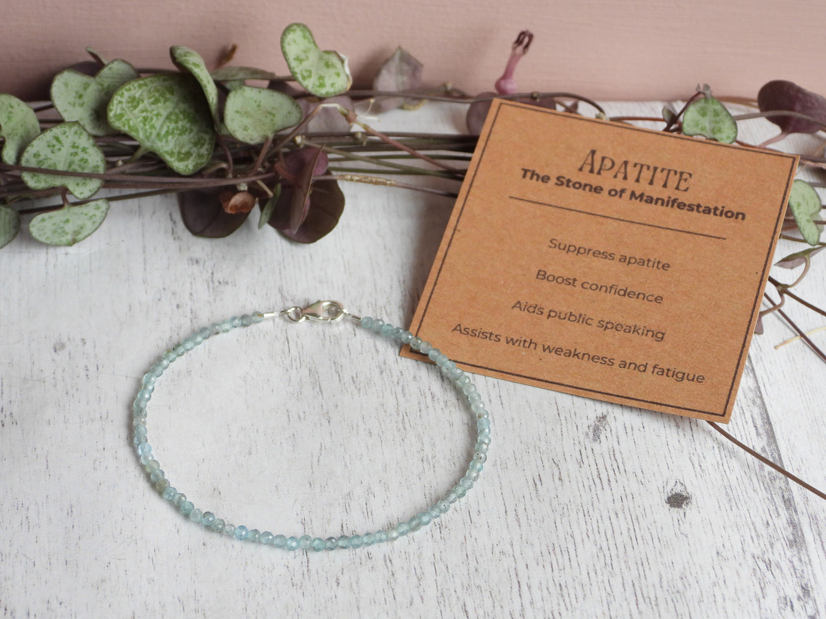 Dainty Gemstone Apatite Bracelet | Sterling Silver | Handmade