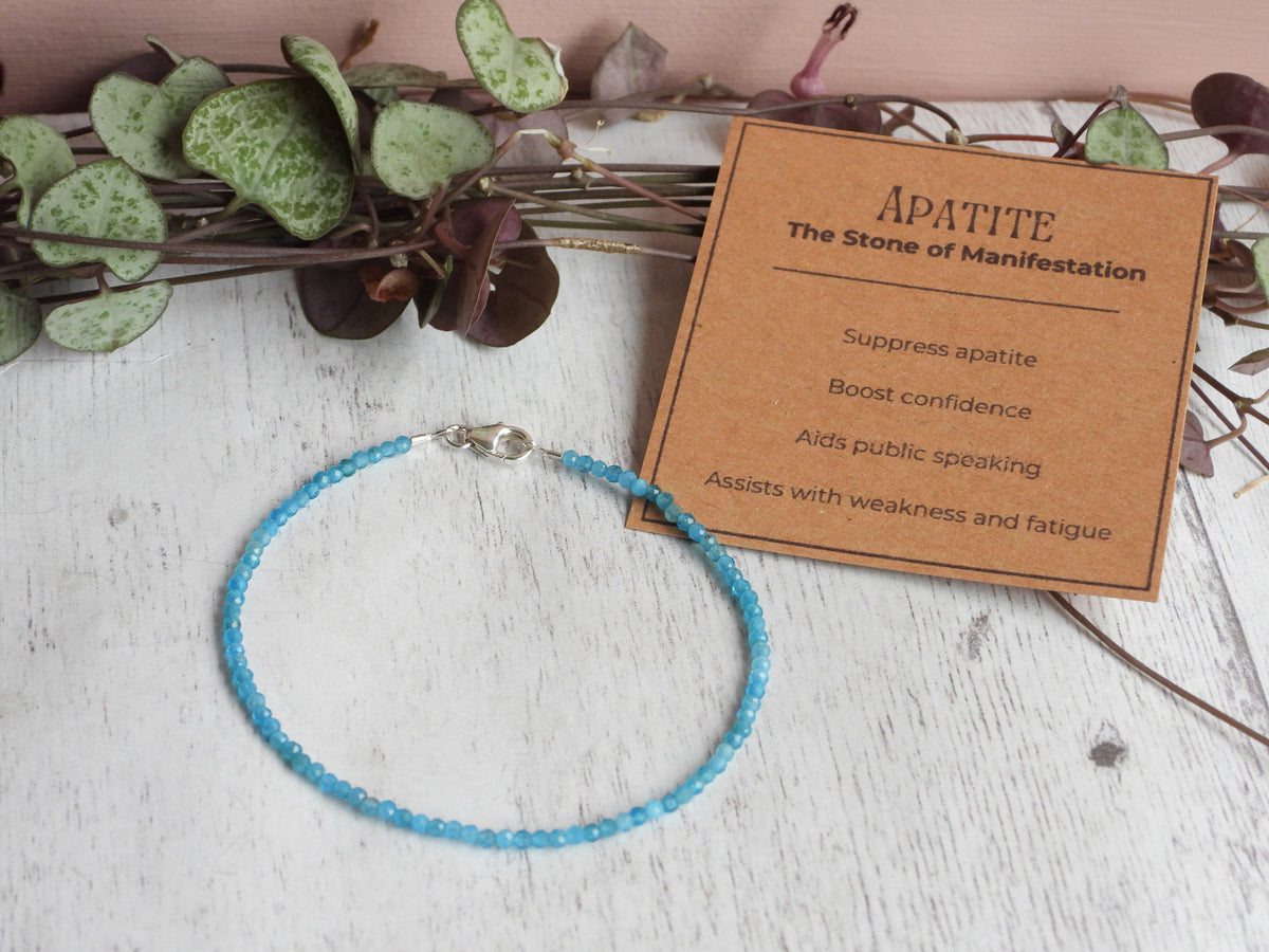 Dainty Gemstone Neon Apatite Bracelet | Sterling Silver | Handmade