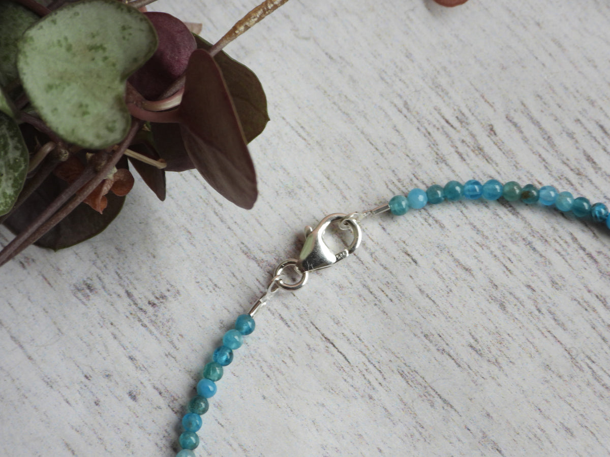 Dainty Gemstone Neon Apatite Bracelet | Sterling Silver | Handmade