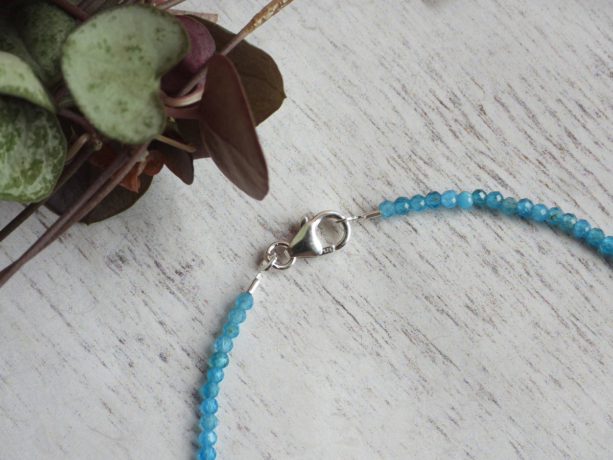Dainty Gemstone Neon Apatite Bracelet | Sterling Silver | Handmade