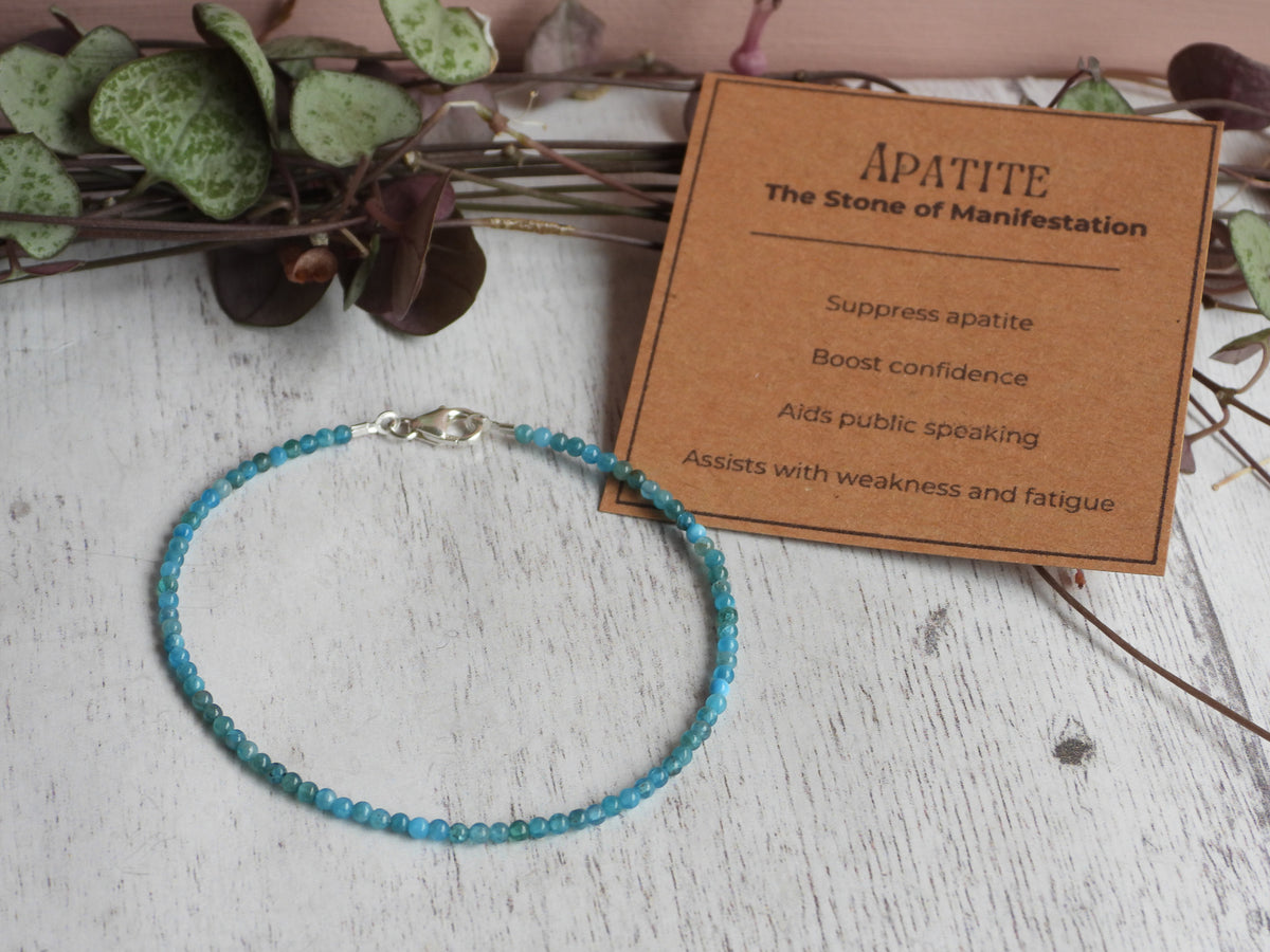 Dainty Gemstone Neon Apatite Bracelet | Sterling Silver | Handmade