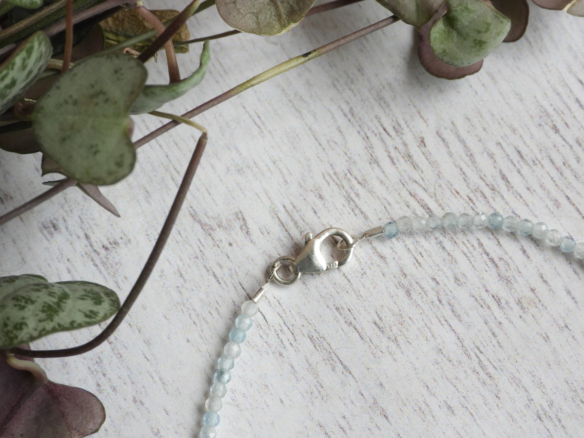 aquamarine gemstone bracelet with sterling silver hallmarked clasp