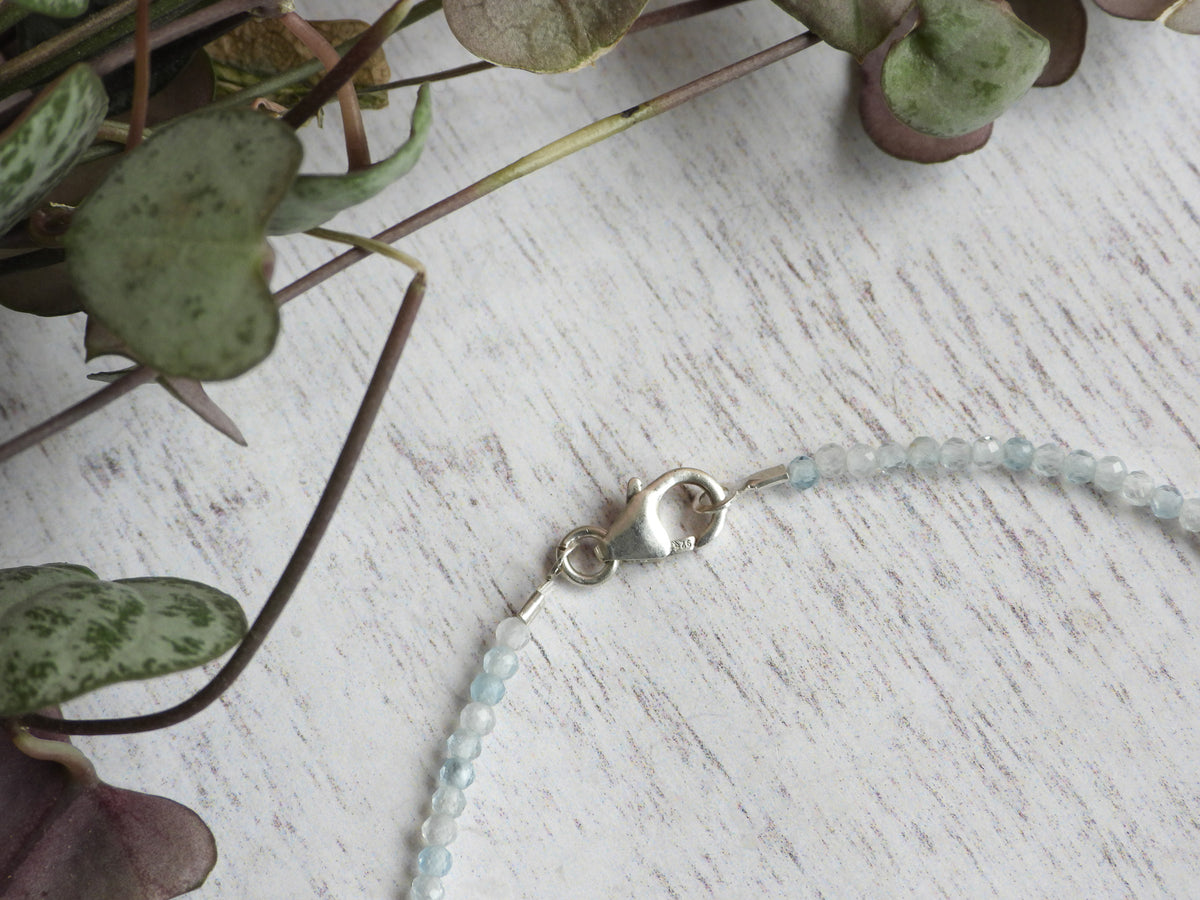 Dainty Gemstone Aquamarine Bracelet | Sterling Silver | Handmade