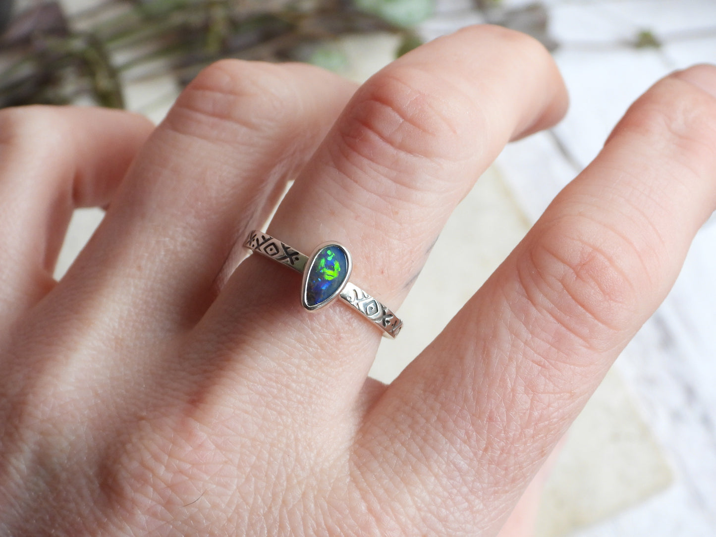 Australian Boulder Opal Ring | Handmade with Recycled Sterling Silver | Size Q