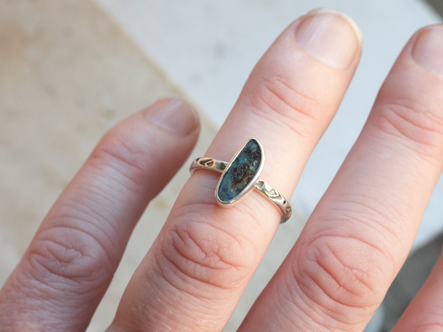 Australian Boulder Opal Stacking Ring | Size N