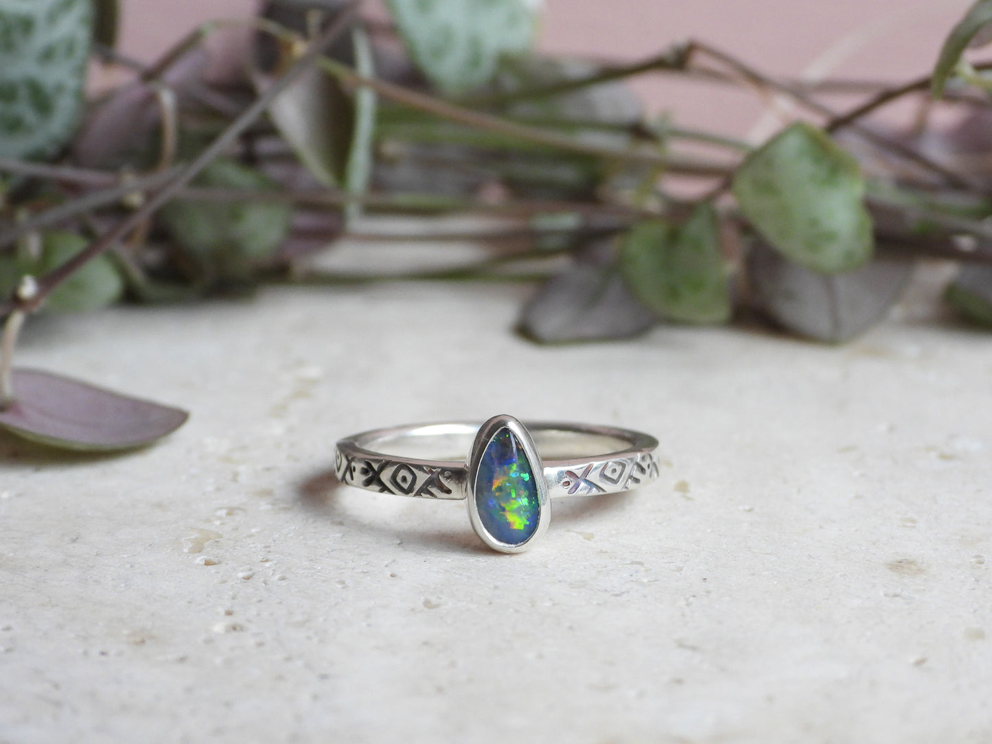 Australian Boulder Opal Ring | Handmade with Recycled Sterling Silver | Size Q