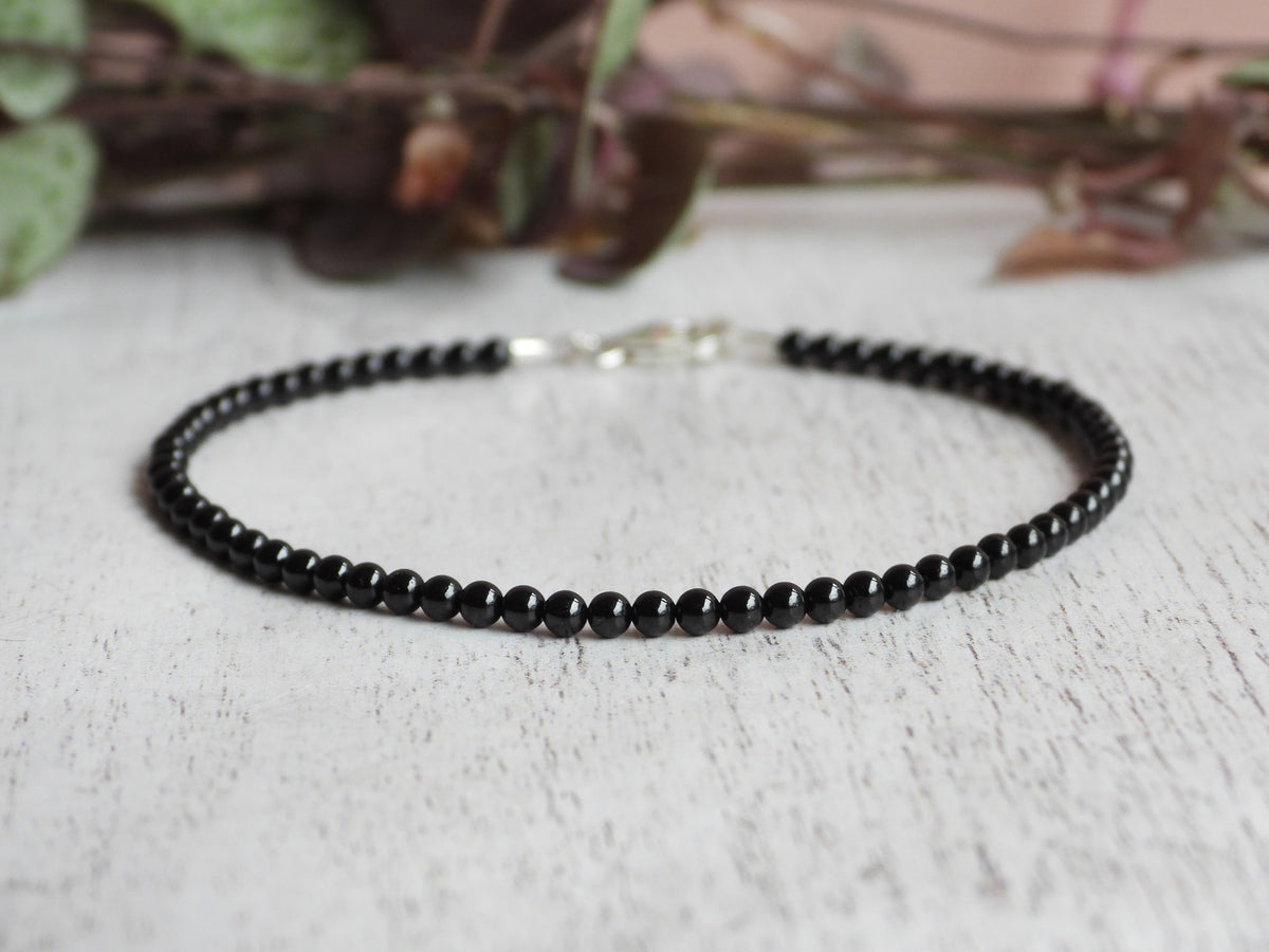 Dainty Onyx Gemstone Bracelet | Sterling Silver | Handmade