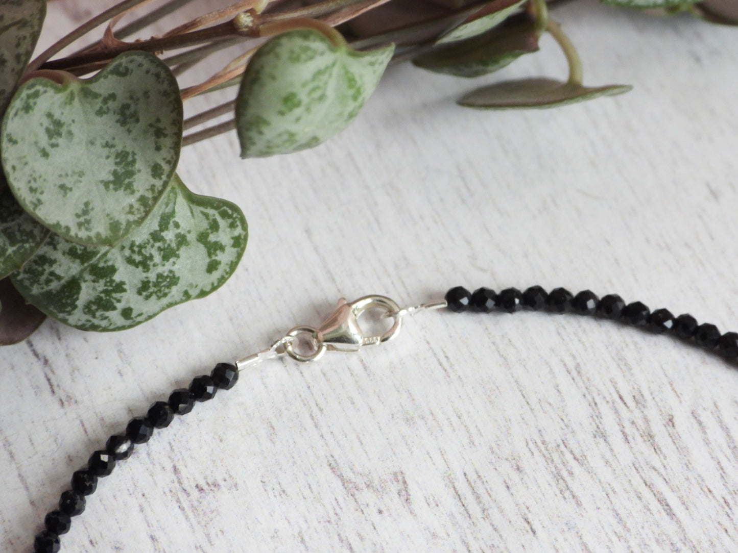 Dainty Black Onyx "Protection" Gemstone Anklet | Faceted Beads