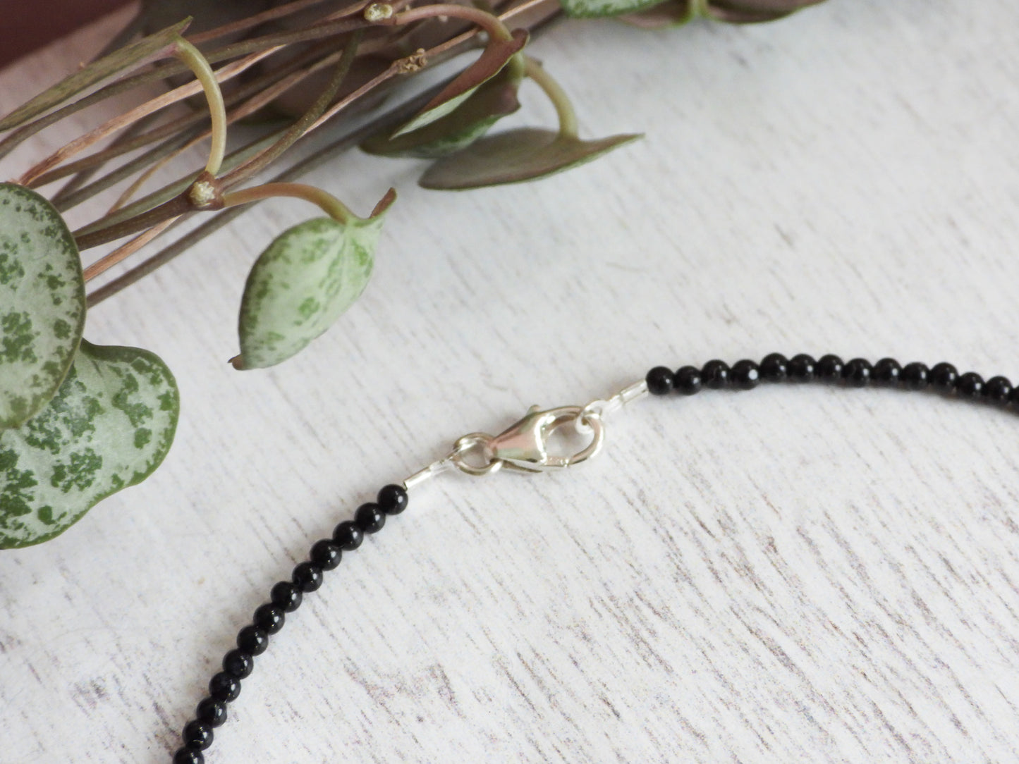 Dainty Black Onyx "Protection" Gemstone Anklet | Round Beads