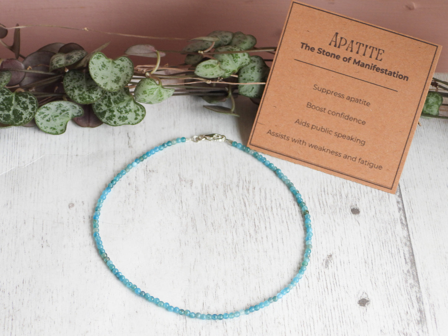 Dainty Apatite "Manifestation" Gemstone Anklet | Round Beads
