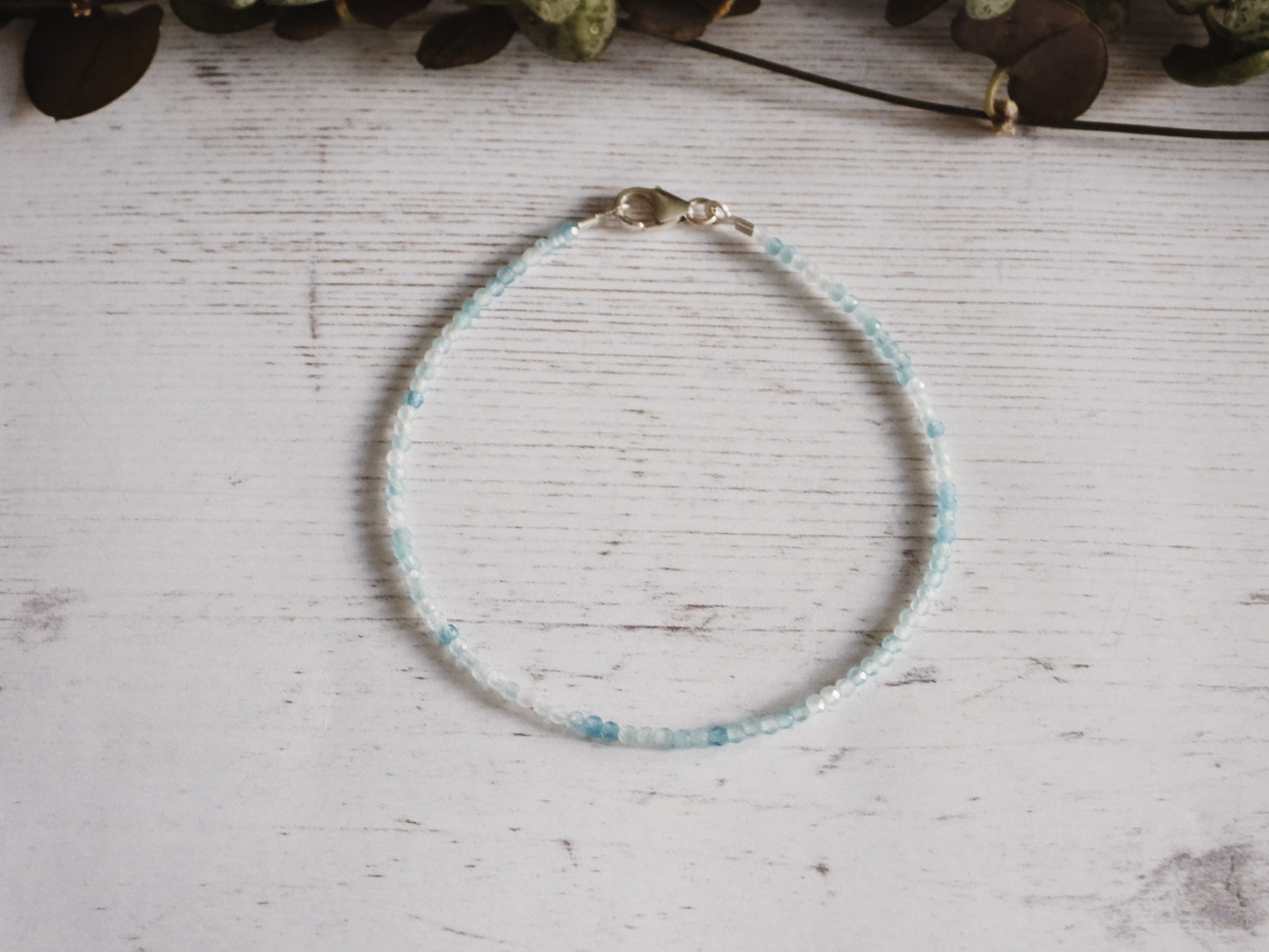 boho style aquamarine gemstone healing bracelet